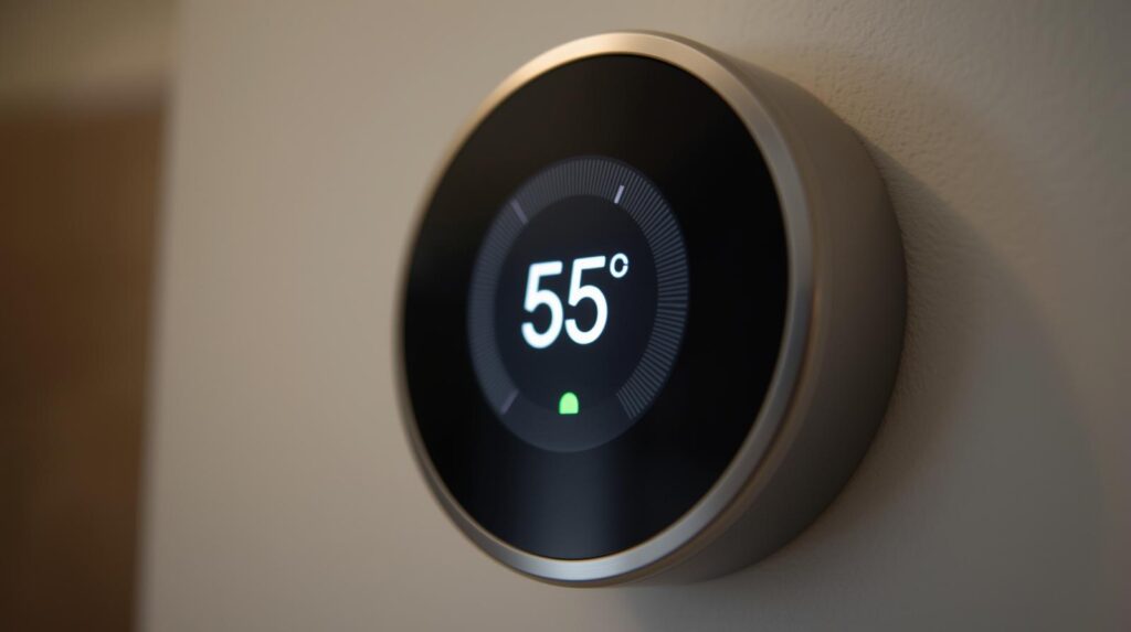 Thermostat set to 55 degrees