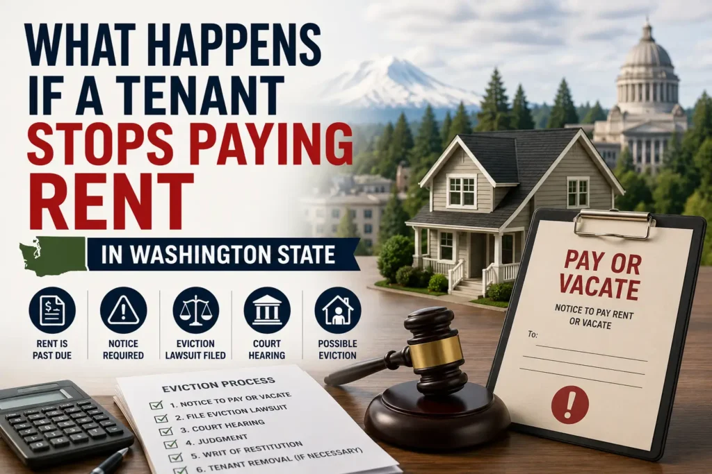 Rental home in Olympia WA illustrating tenant nonpayment and eviction process under Washington State landlord-tenant law