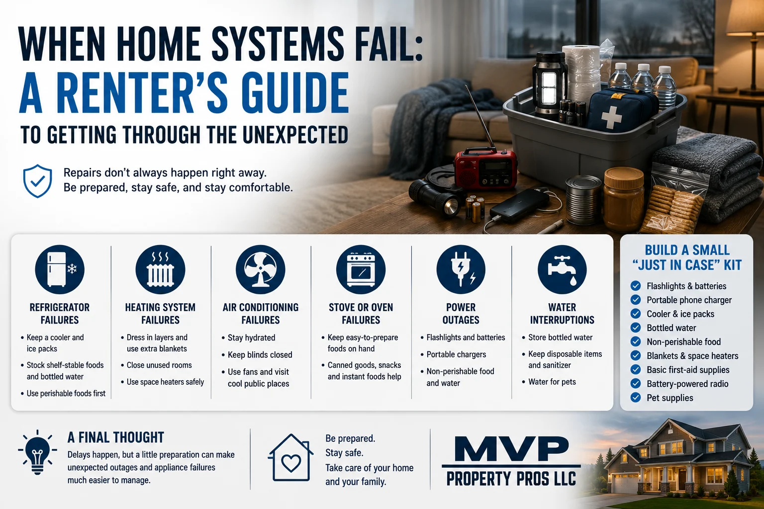 Renter's emergency kit and preparedness guide for home system failures in an Olympia WA rental